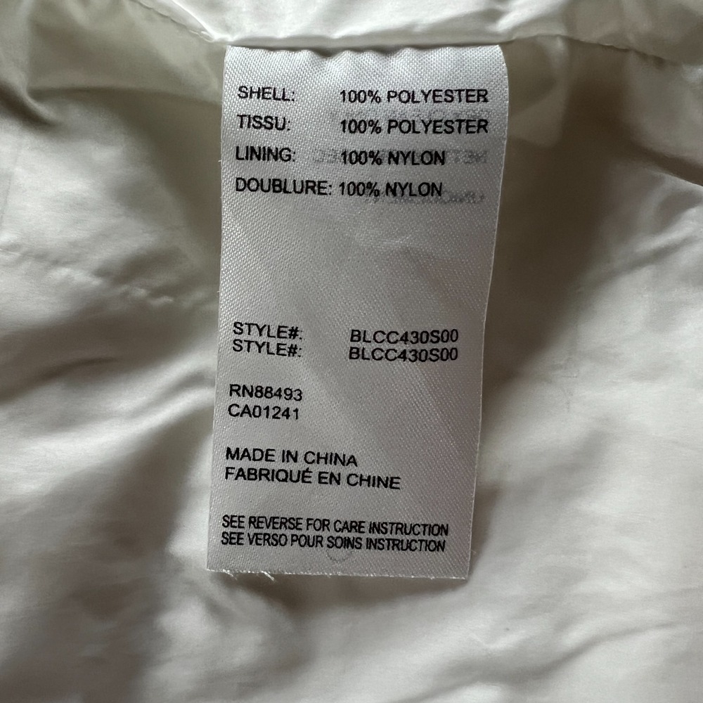 Blanc Noir Puffer Vest Womens Medium White Softshell Quilted Down Asymmetric Zip - Picture 10 of 15